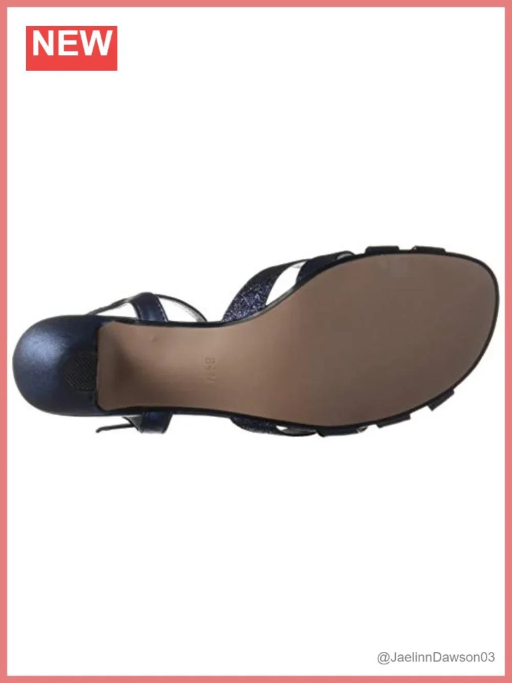 Faux Leather Slingback Open Toe Glitter Rhinestone Stacked Heel Sandals